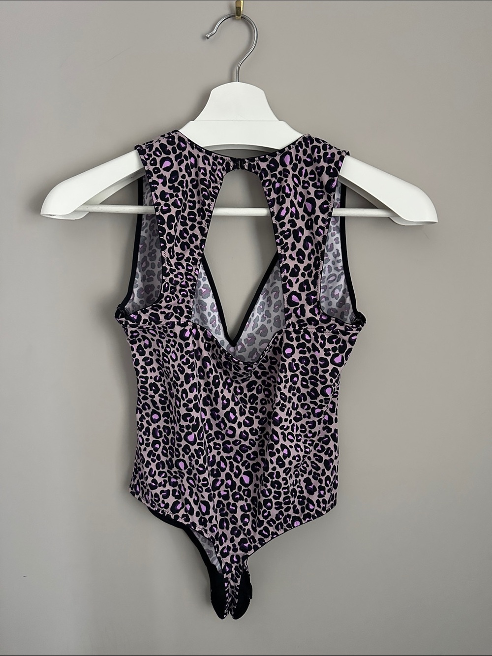Victoria’s Secret Leopard Print Deep V Bodysuit - Purple and Pink - Picture 7 of 11